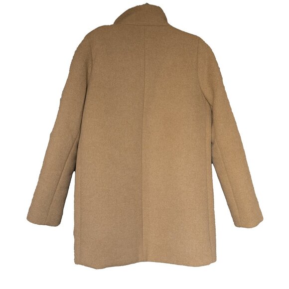 J. Crew City Coat High Neck Tan Beige Wool Minimal Quite Luxury Cocoon Jacket - Picture 3 of 14